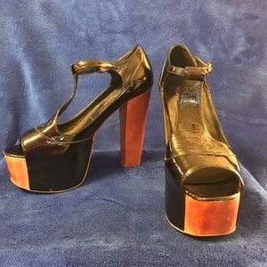 Jeffery Campbell Pleather “Woodies” heels